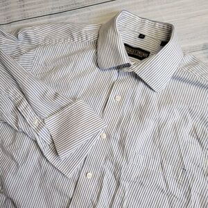 Donald Trump Mens Dress Shirt Signature Collection White Blue Pinstripe 16 34/35